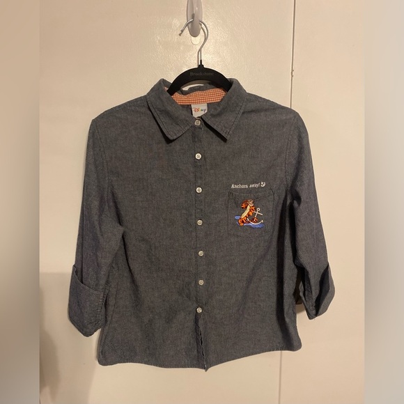 Disney Anchors Away Tigger Button Down Chambray Shirt Size XL - Picture 1 of 6